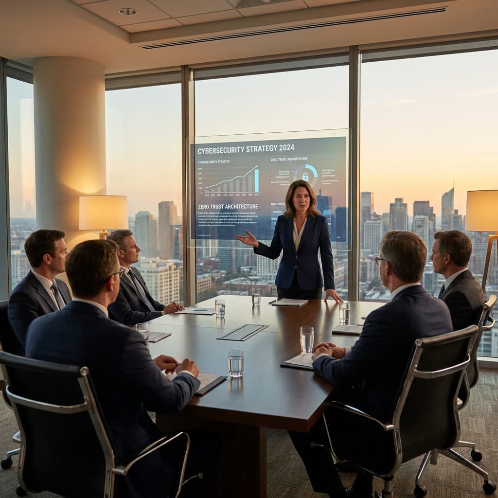 CISO presenting security posture in boardroom